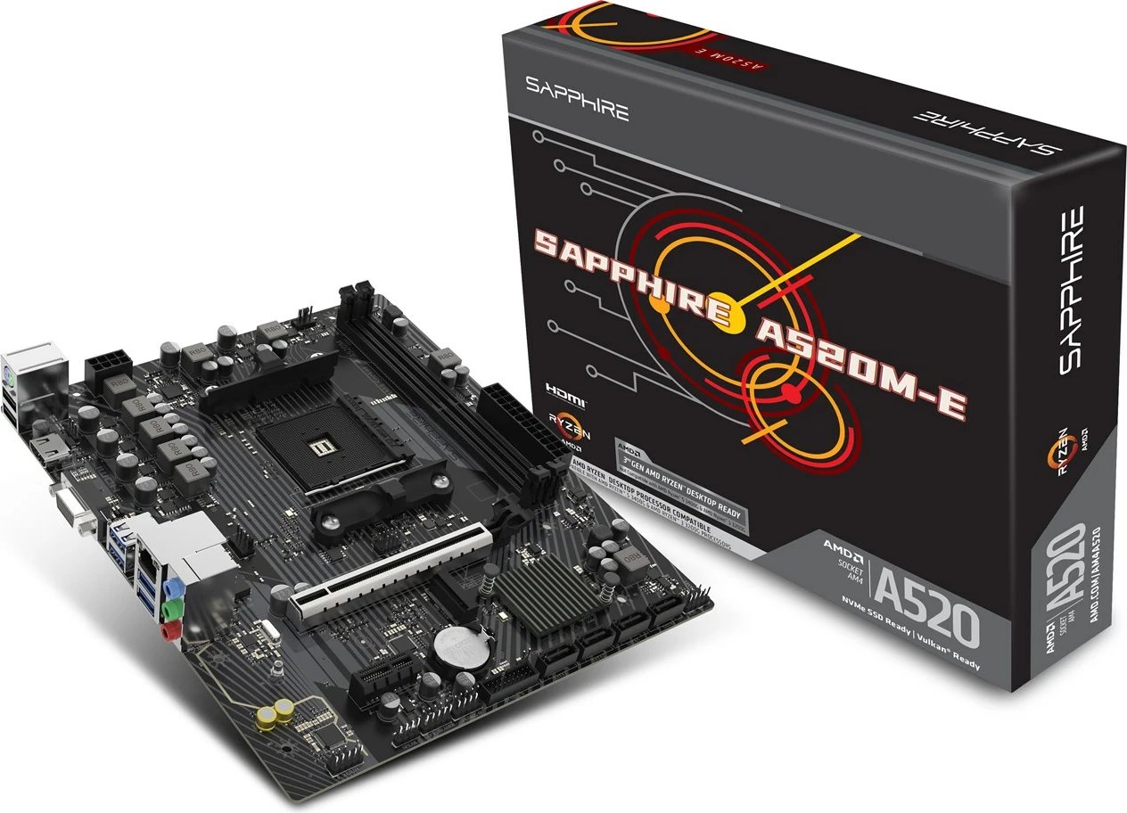 Pllakë amë Sapphire A520M-E, Socket AM4, micro ATX, e zezë
