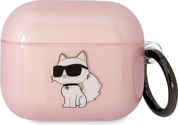 Mbështjellës Karl Lagerfeld KLA3HNCHTCP për AirPods 3, Choupette, Rozë