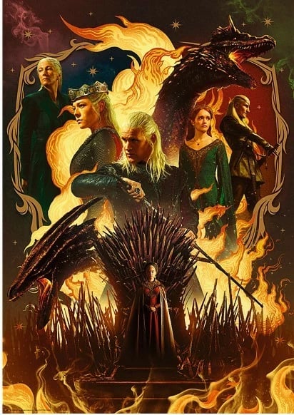 Puzzle 1000 pjesë Trefl Game of Thrones House of the Dragon, 68.3x48cm Puzzle 1000 pjesë Trefl Game of Thrones House of the Dragon, 68.3x48cm