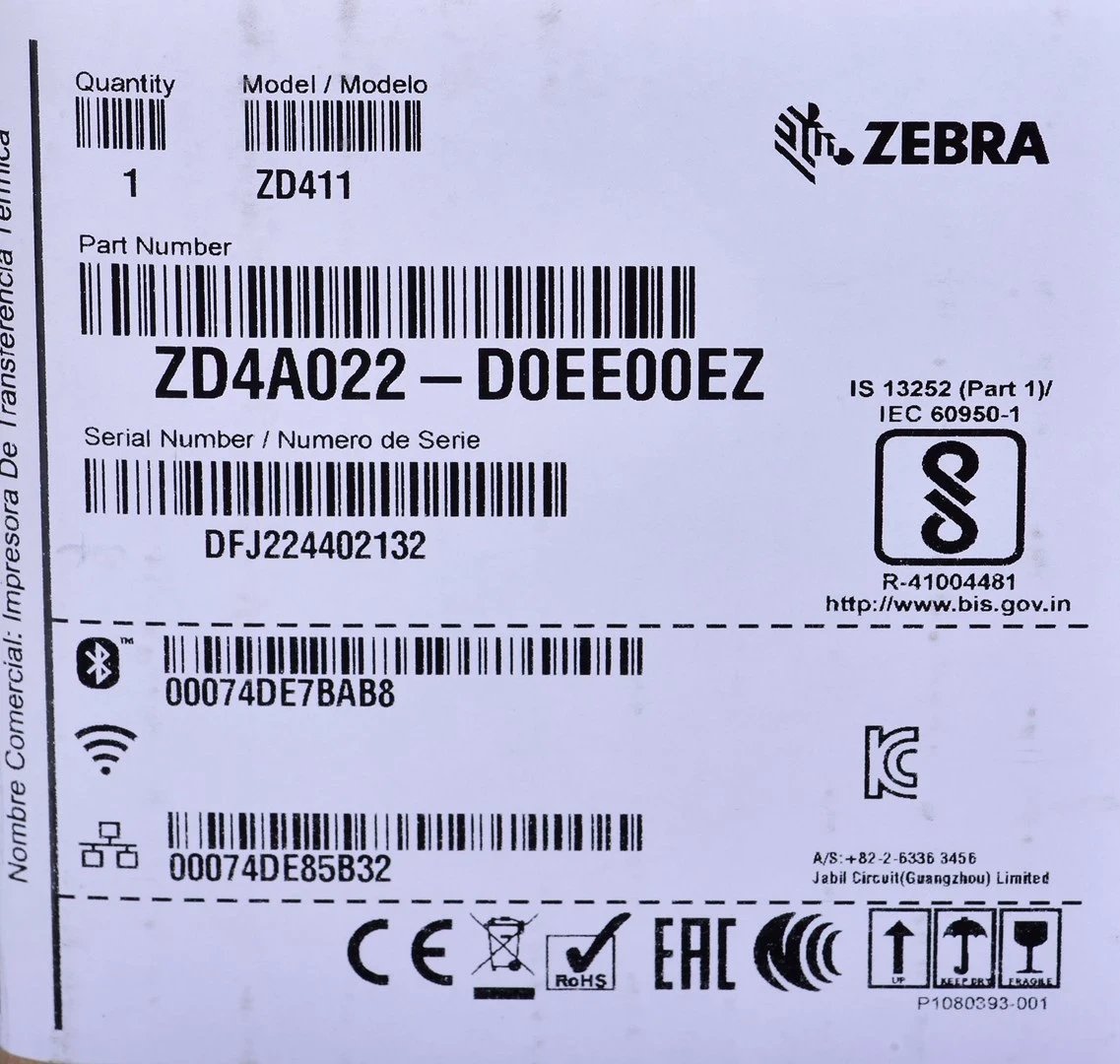 Printer etiketash Zebra ZD411, Termik Direkt, 203 x 203 DPI, me kabllo & pa kabllo, Ethernet LAN, Bluetooth, ngjyrë e zezë