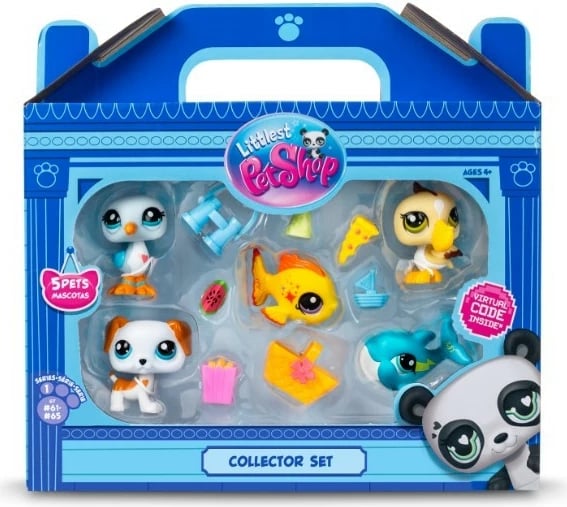 Set figurina Littlest Pet Shop Beach, Tm Toys, LPS00517, 5 kafshë, me aksesorë, shumëngjyrëshe