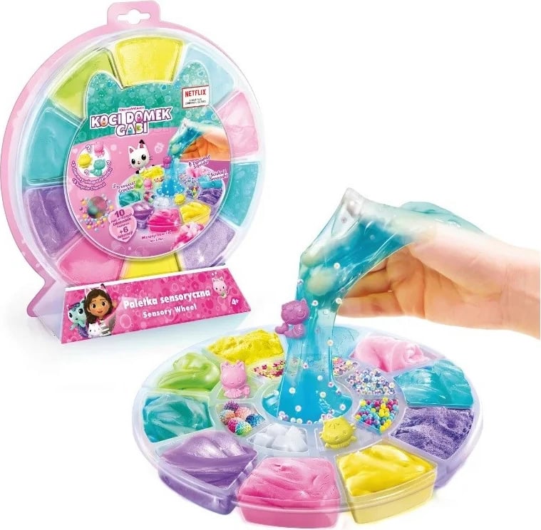 Set kreativ Gabby’s Dollhouse Sensory Palette, 10 ngjyra, me dekorime, për vajza