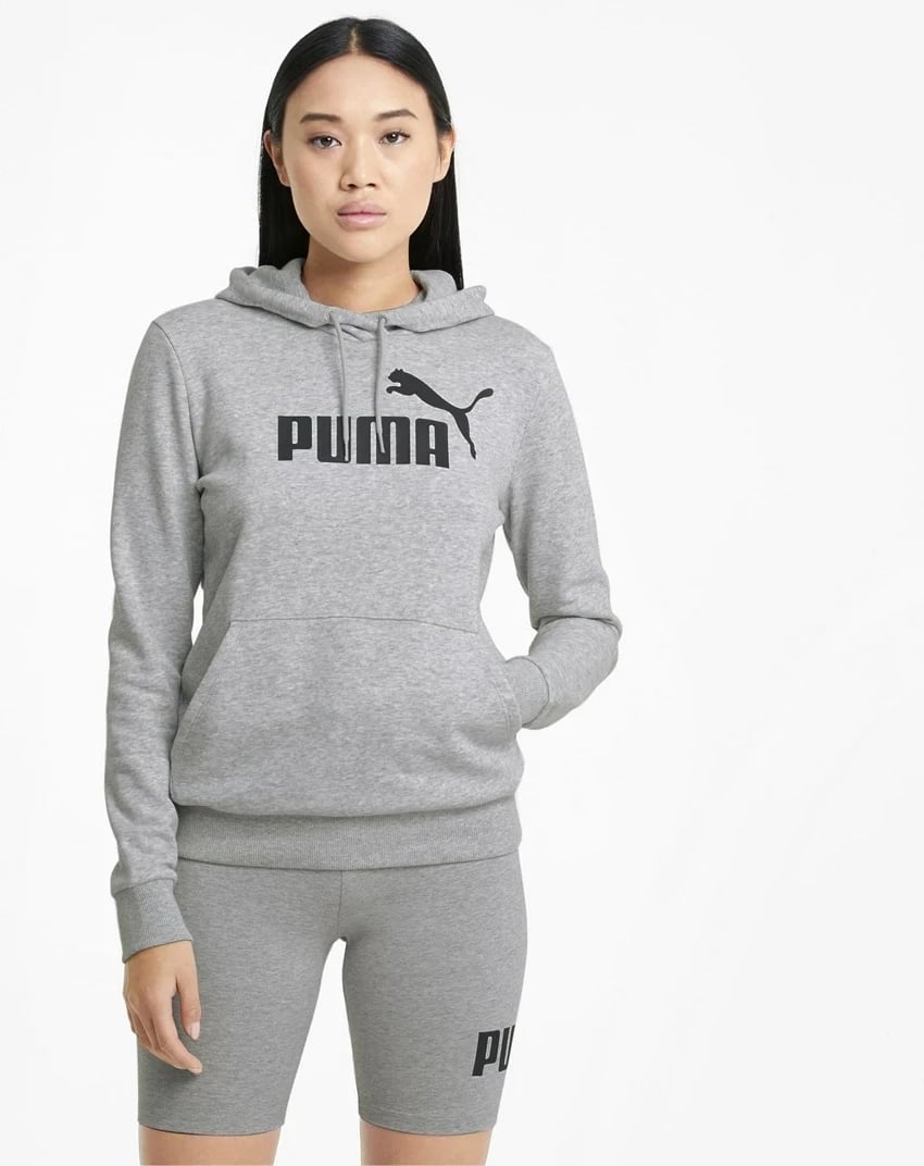 Duks Puma ESS Logo Hoodie TR për femra, Gri