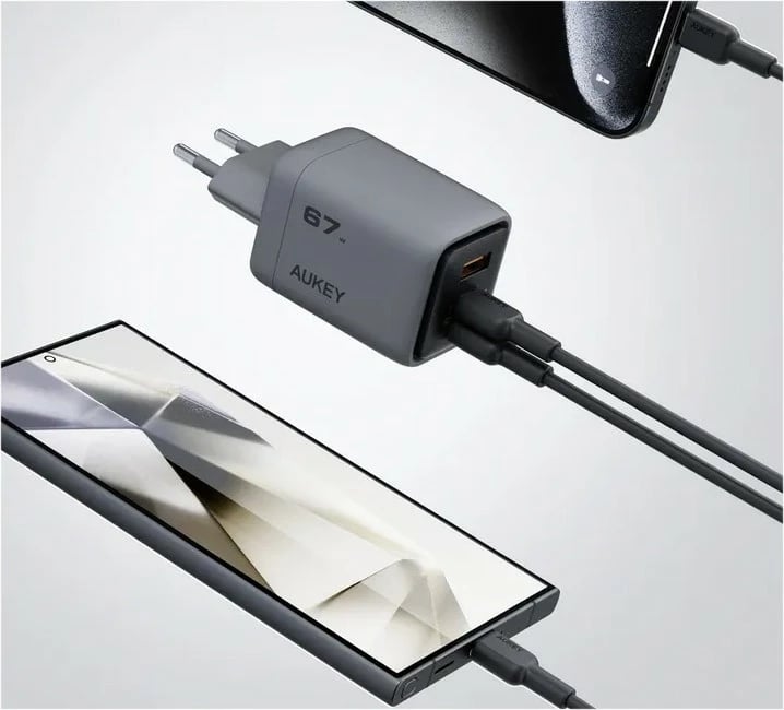 Karikues rrjeti AUKEY PA-C3 Comet Mix 3, 67W, 3xUSB (2xUSB-C + 1xUSB-A), Gri