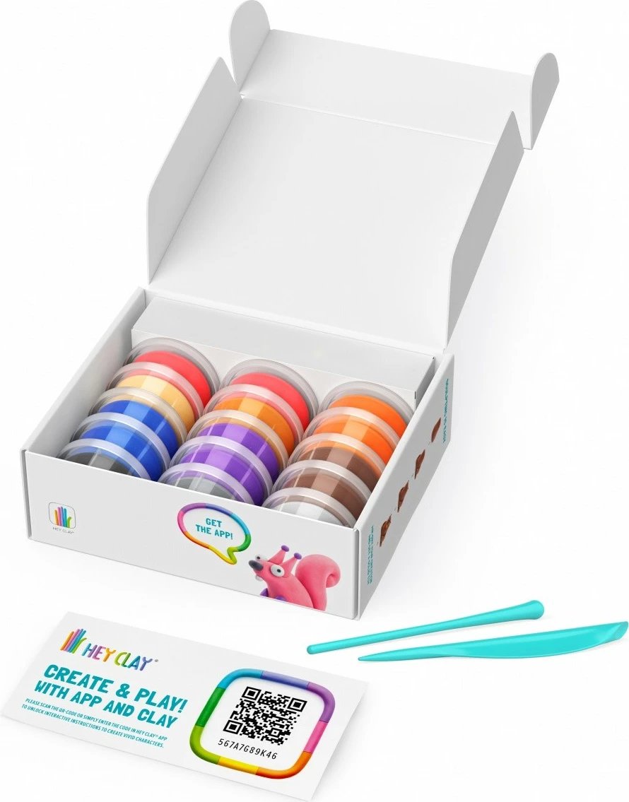 Set modelimi Hey Clay Forest Animals, Tm Toys, 15 kanaçe, me 2 vegla, shumëngjyrëshe