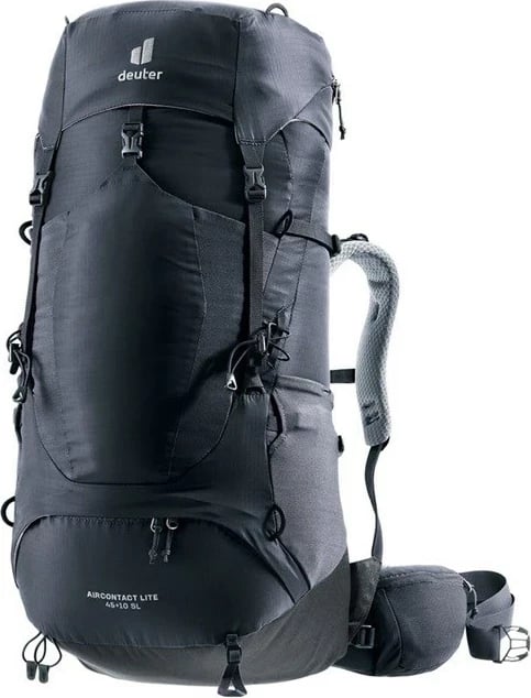 Çantë shpine Deuter Aircontact Lite 45+10 SL për hiking, për femra, E zezë