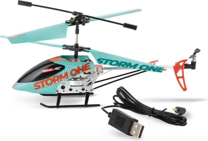 Helikopter RC Carrera Storm One 2.4 GHz, 18 cm, zi/blu/kuqe/bardhë, set me kontrollues dhe bateri
