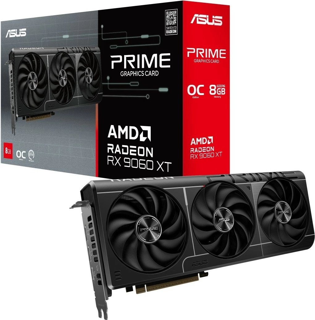 Kartë grafike Asus Radeon Prime RX 9060 XT, 8GB GDDR6, OC, e zezë
