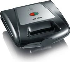 Aparat për waffle e sandviç Severin 2968, 1000W, 2 copa, pllaka të ndërrueshme, zi/krom