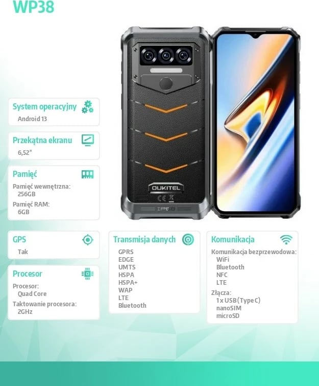 Celular OUKITEL WP38, 6/256GB, Zi