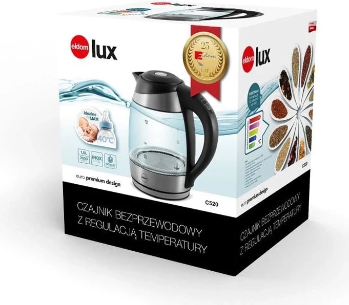 Ibrik prej qelqi ELDOM C520 LUX, kapacitet 1.7 l