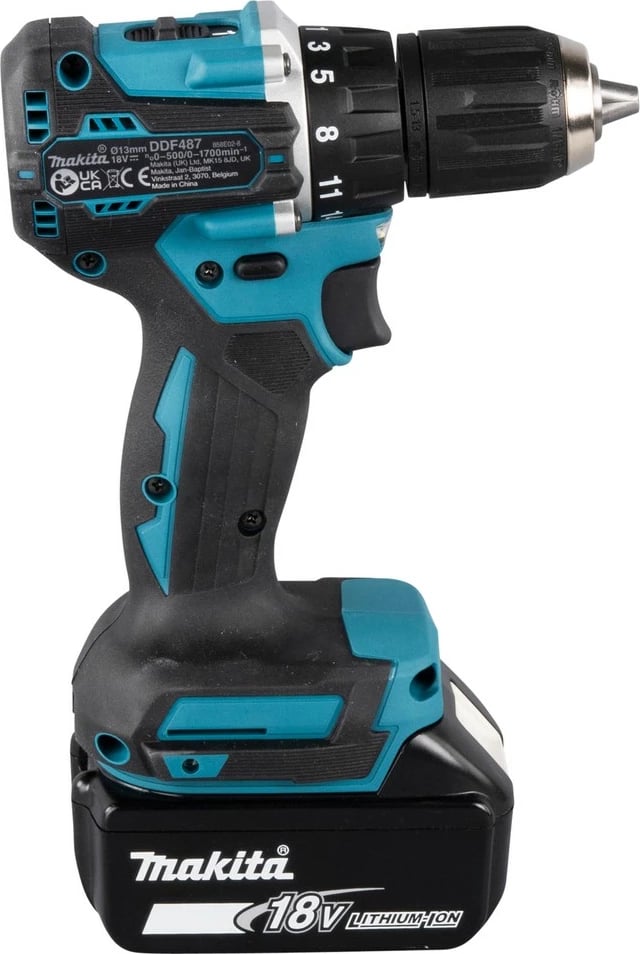 Makineri shpimi Makita DDF487Z, 18V, Li-Ion, 1.3cm, turkuaz