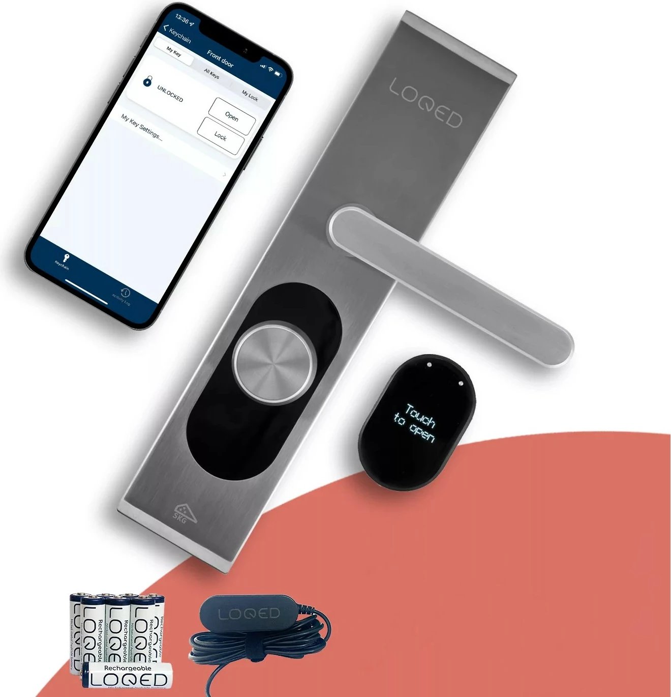 Bravë smart Shelly LOQED Touch Smart Lock, çelik inox, Plug&Play