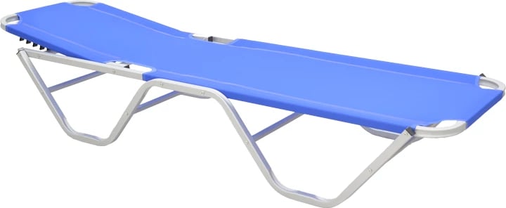 Shezlong alumini i grumbullueshëm, tekstilene blu, 56x188x30cm