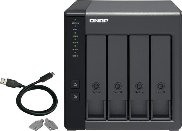 Kasë QNAP TR-004 për HDD/SSD, USB Type-C, 2.5/3.5", E zezë