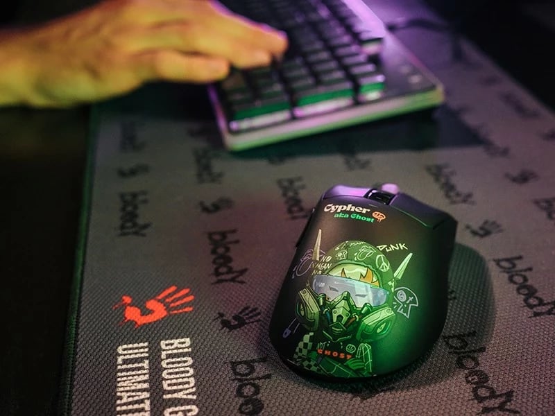 Maus A4-Tech Bloody R73 ULTRA DUO Cypher Ghost, wireless, RGB, i zi