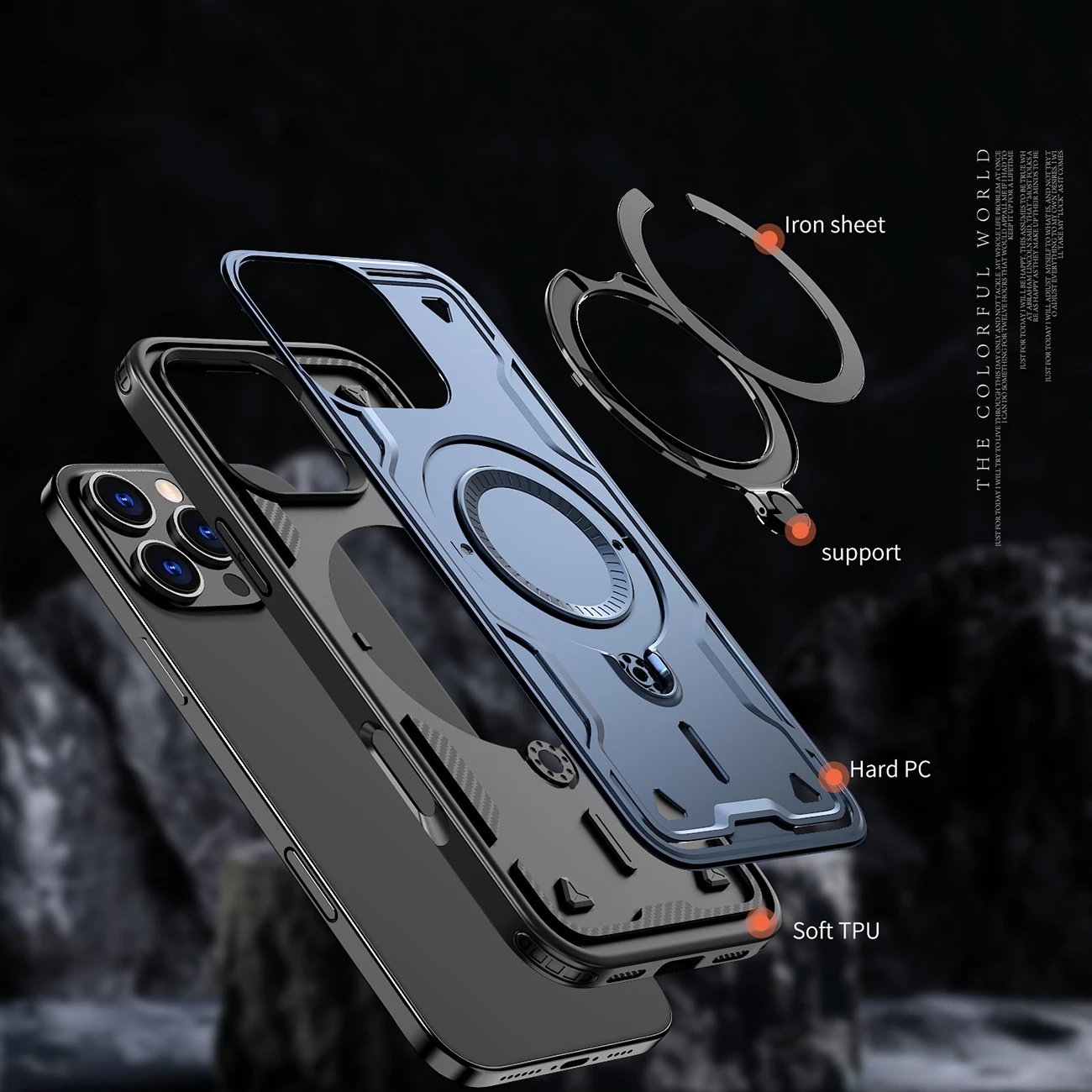 Mbështjellës Hurtel Hybrid Armor Trendy me MagSafe për iPhone 16 Pro, Blu