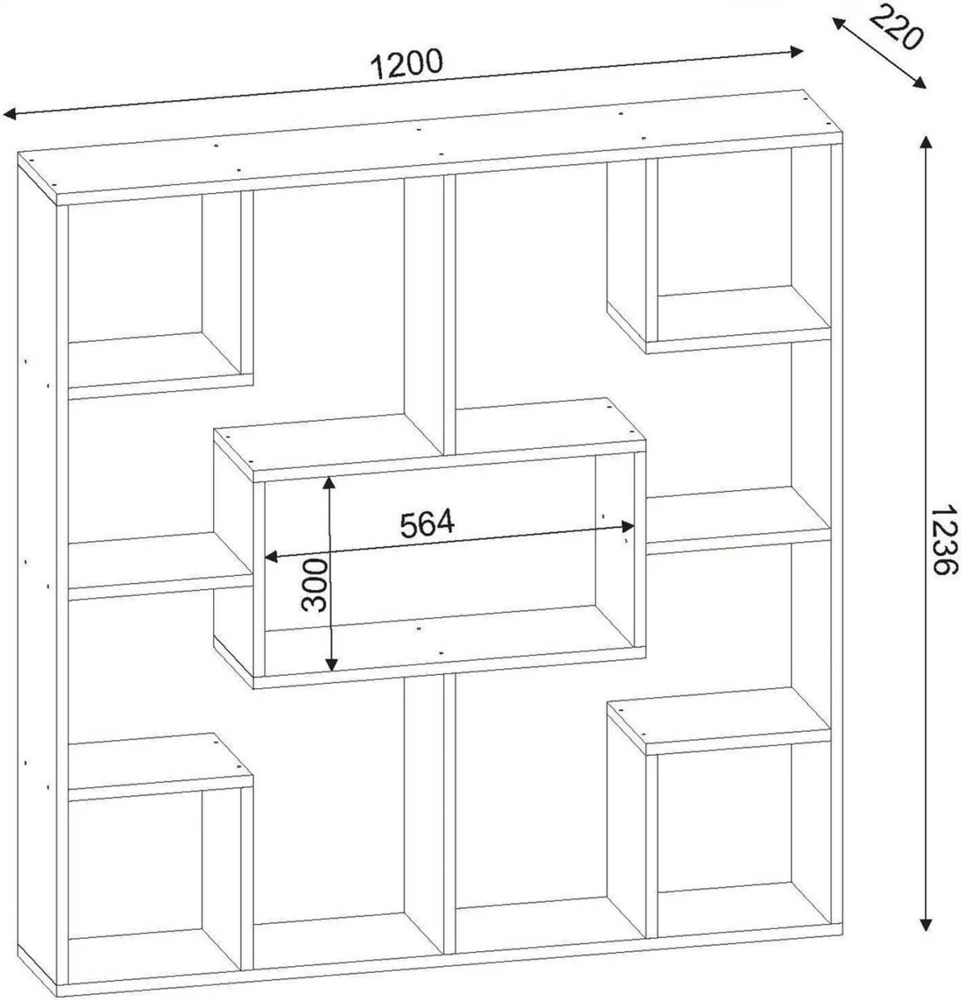 Bibliotekë melamine FH9029.01 e bardhë 120x22x123.6 cm