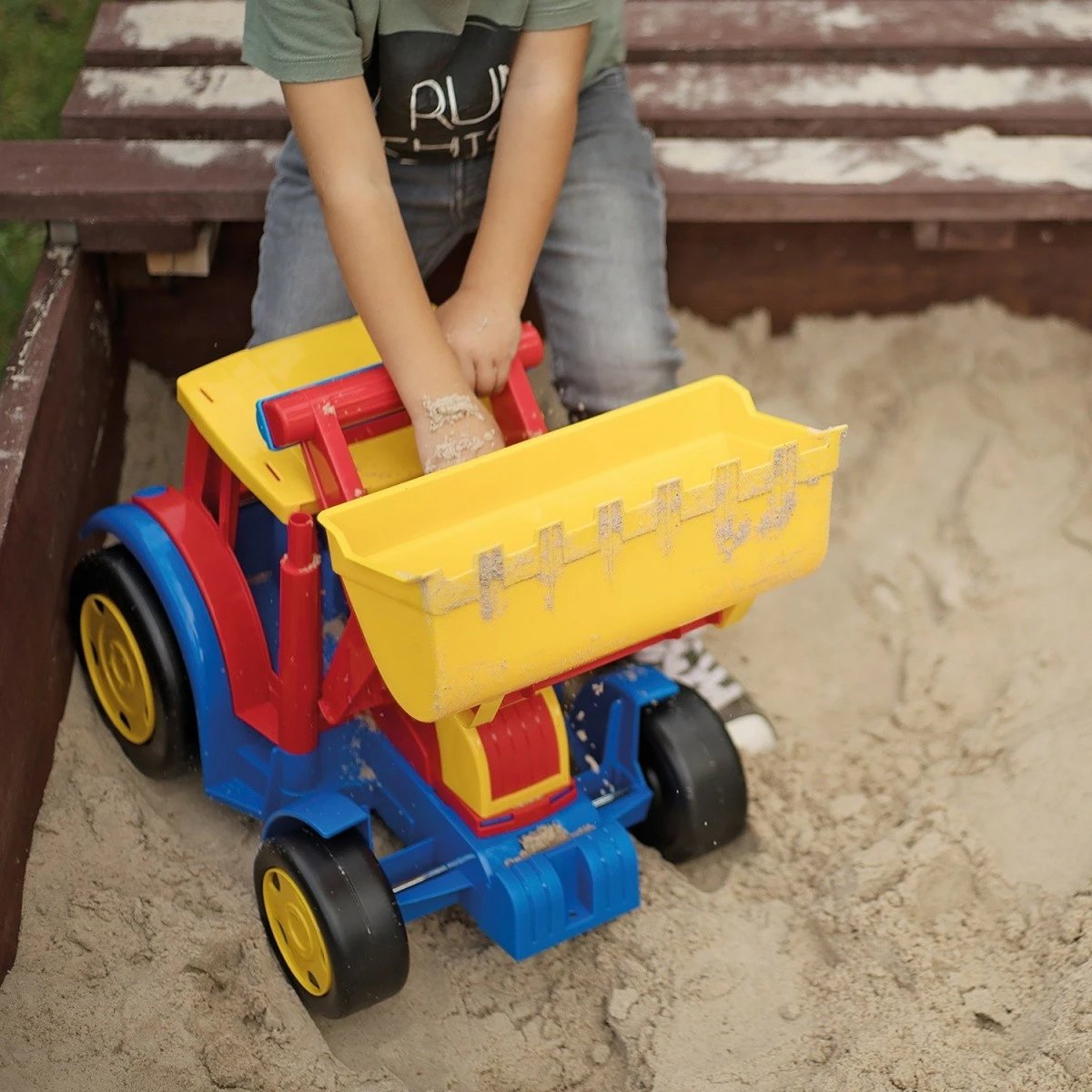 Traktor lodër ngarkues, Wader, Gigant 66009, 60 cm plastikë, kuqe-verdhë