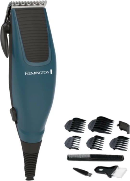 Makinë prerëse flokësh, Remington HC5020, me rrymë, set 10-copësh me 5 krehëra udhëzues, blu