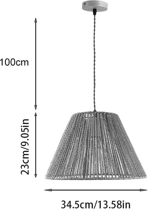 Llambë tavani Lubuto, metal dhe litar natyral, 34.5x23cm