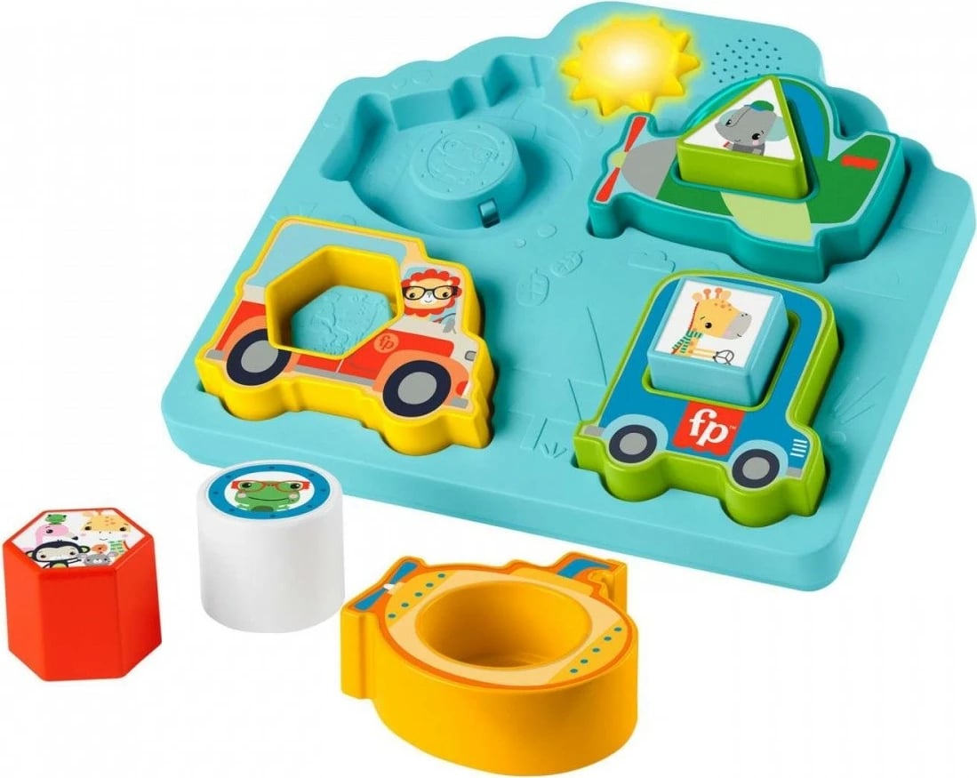 Puzzle set Fisher Price HRP31 Vehicles and Shapes, me drita dhe tinguj, multicolor