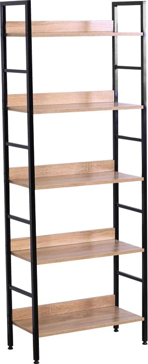 Bibliotekë Elbo, ngjyrë natyrale e zezë, 60x28x160cm