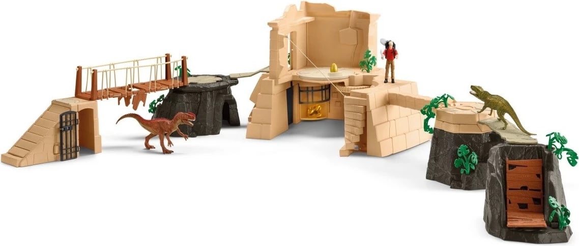 Set figurash aksion Schleich Dinosaur Temple Conquest 42656, me dinozaurë dhe tempull, shumëngjyrësh
