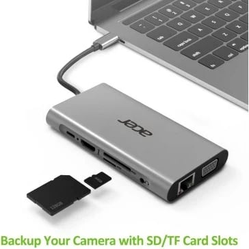Docking station Acer HP.DSCAB.002, USB Type-C, Argjend