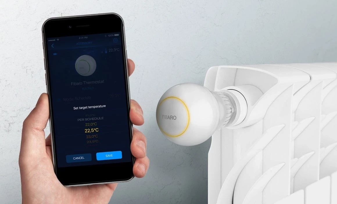 Kokë termostatike Fibaro FGT-001 ZW5  Z-Wave, e bardhë