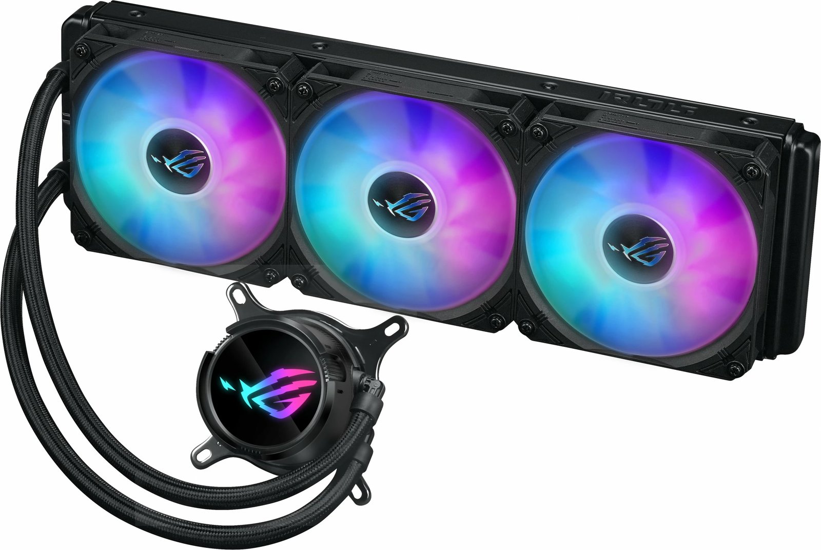 Komplet ftohës me lëng ASUS ROG Strix LC III 360 ARGB, 3 ventilatorë 12cm, ekran LCD, i zi