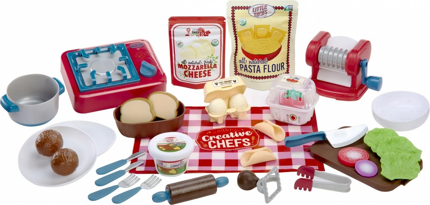 Set lojërash kuzhine Little Tikes Creative Chefs Italian Dinner Kit 643316-EUC, me tinguj gatimi dhe përgatitës makarone, plastike, AA, 3+ vjeç, Shumëngjyrësh, set