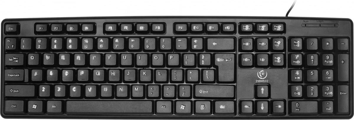 Tastierë me kabllo Rebeltec UNO, USB, 1.8m, e zezë