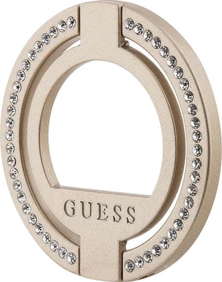 Mbajtës unazë për celular Guess MagSafe Ring Stand me gurë, ari
