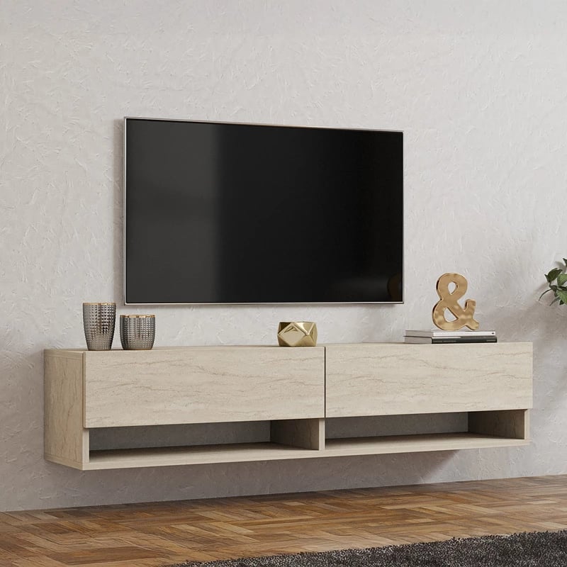 Dollap TV për mur Melosa, traverten, 141x30x31cm