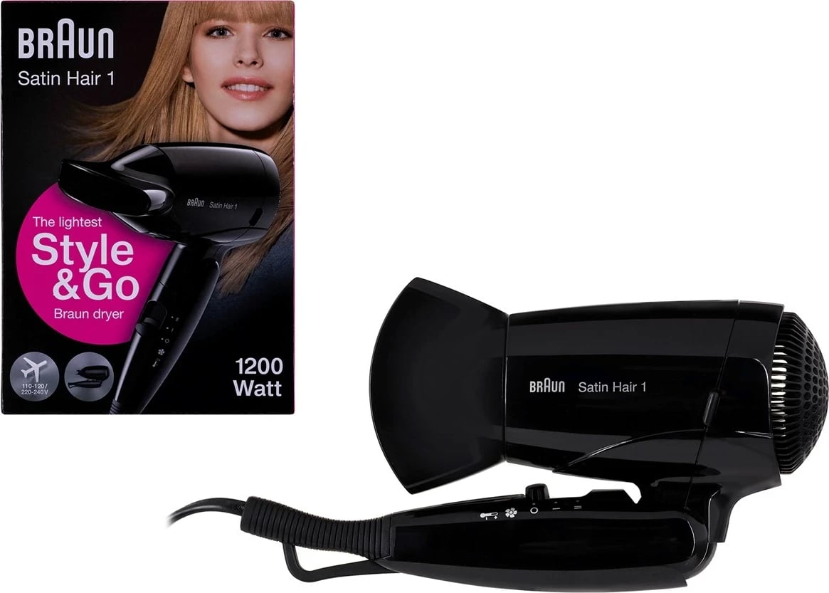 Tharëse flokësh Braun HD130, 1200 W, E zezë
