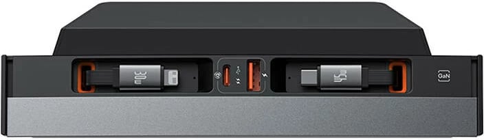 Hub Baseus T-Space për Tesla, USB-C dhe Lightning, i zi