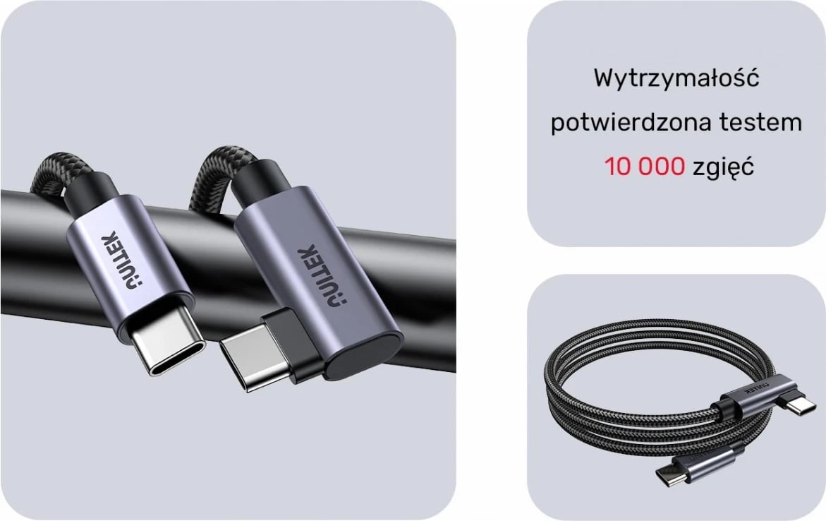 Kabllo Unitek USB-C me kënd 90° PD100W 0,5m, ngjyrë zi-hiri