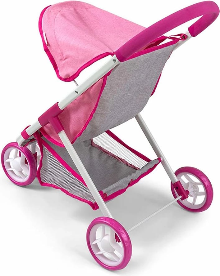 Karrocë golf për kukulla, Milly Mally, Susie Prestige, për kukulla deri 50 cm, tre rrota, mbulesë poliestër e larshme, rozë