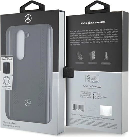 Mbështjellës Mercedes Urban Line për Samsung Galaxy Z Fold 5, lëkurë, zi