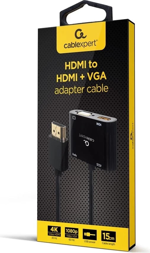 Pështatës Gembird HDMI to HDMI,VGA, i zi 