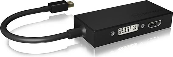 Adapter video ICY BOX IB-AC1032, Mini DisplayPort në HDMI/DVI-D/VGA, i zi