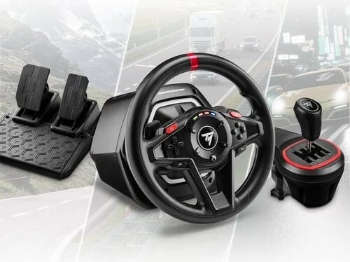 Set timon lojërash, Thrustmaster T128 Shifter Pack 4460267, 900° Force Feedback, me pedale dhe shifter, PC/Xbox, me kabllo, e zezë
