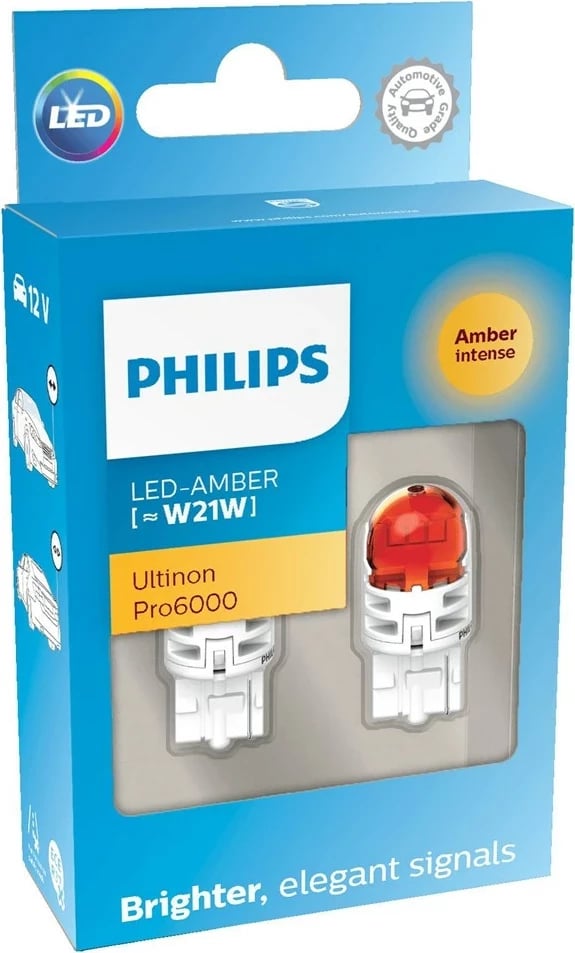 Llambë sinjalizuese Philips Ultinon Pro6000, LED, 12 V, Amber, Set 2 copë