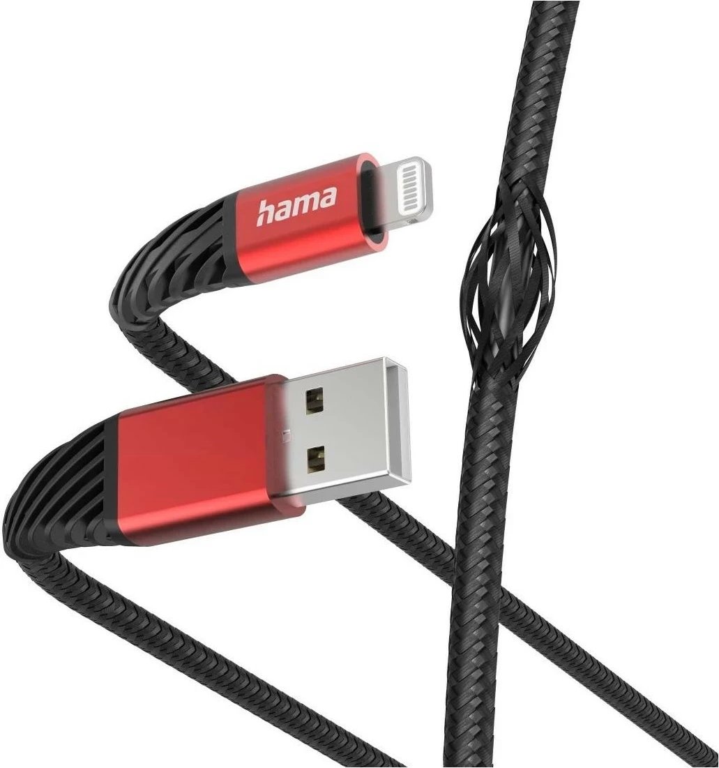 Kabëll Hama Reflected USB-C/Lightning, 1,5m, zi-kuq