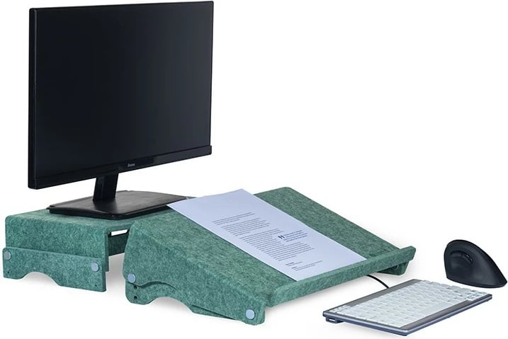 Mbajtës monitori BakkerElkhuizen Q-riser 110 Circular, rregullim lartësie, PET-felt, i gjelbër