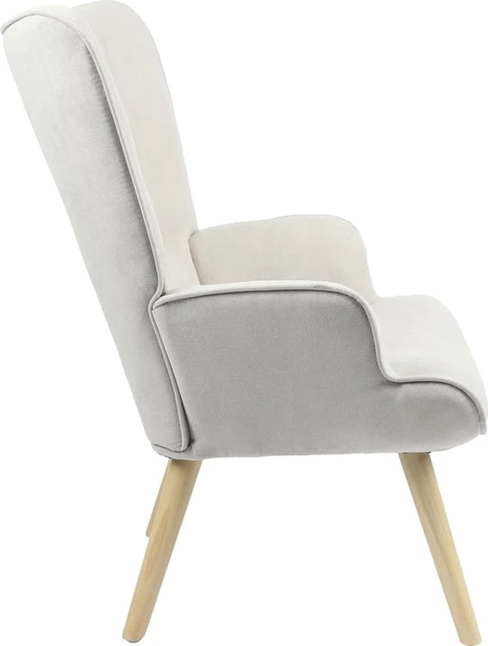 Bergere Fluffy, material stof, ngjyrë gri e çelur, këmbë natyrale, 75x69x96cm