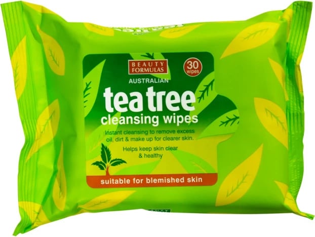 Letra të lagura pastruese fytyre Beauty Formulas Tea Tree për femra 30 copë