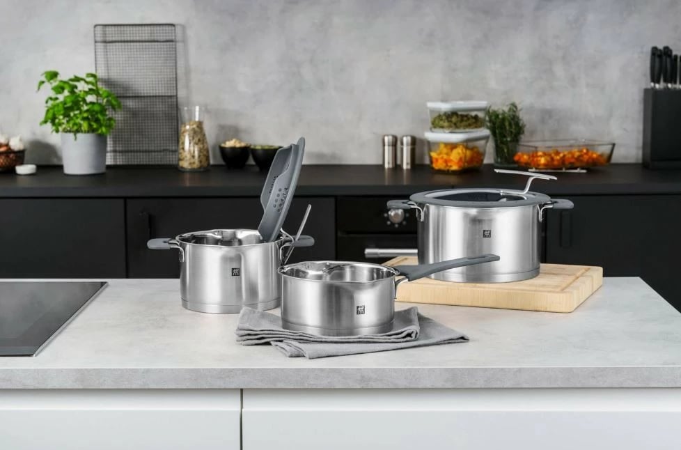 Set tenxheresh Zwilling Simplify 5 copë, çelik inox, kapakë me sitë, inox