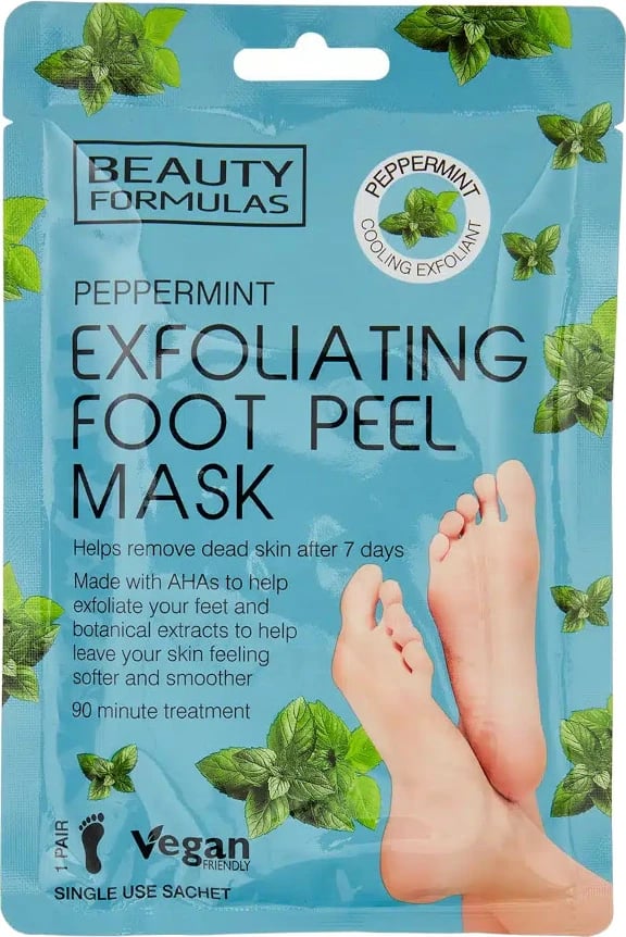 Maskë për këmbë exfoliuese Beauty Formulas Exfoliating Foot Peel Mask Peppermint për femra, 1 palë